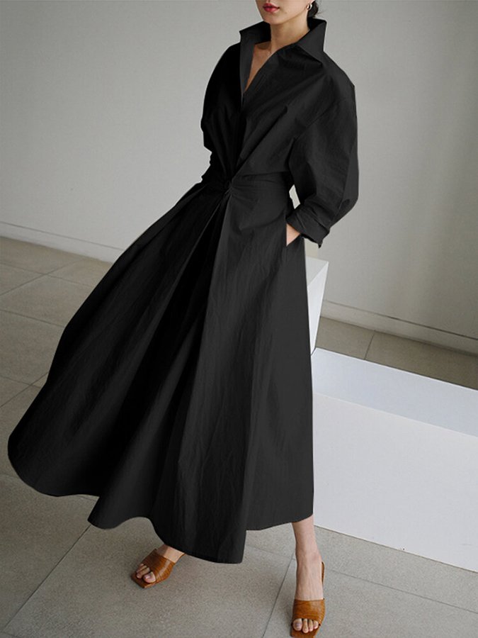 Clémence™ | Vestido midi abotonado