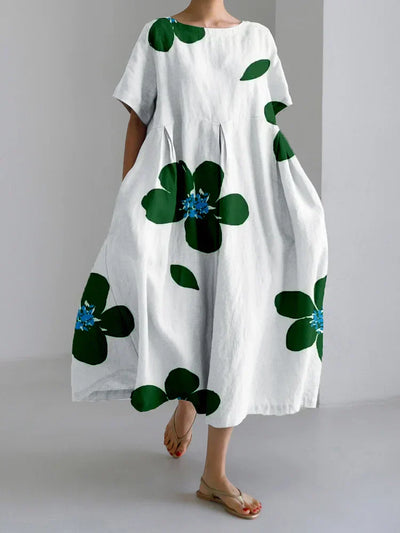 Norie - Vestido de cuello redondo con flores primaverales