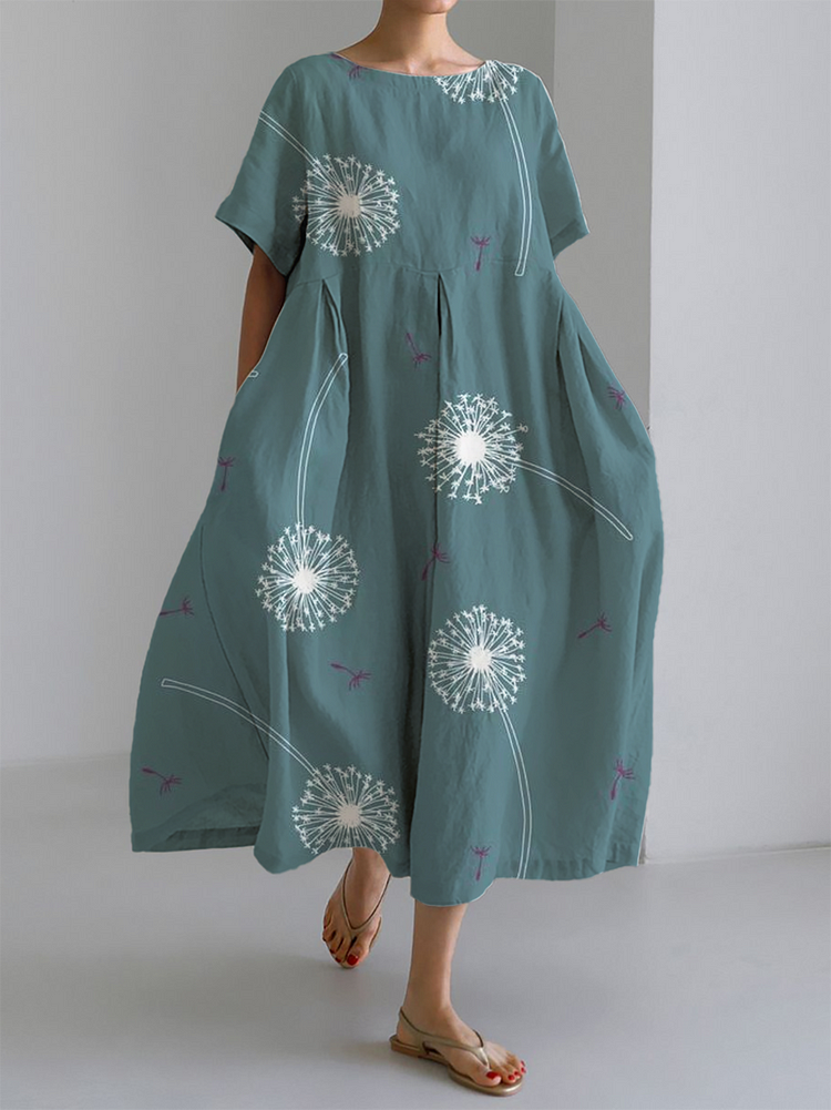 AURORA - VESTIDO LARGO CON ESTAMPADO DE DIENTE DE LEÓN