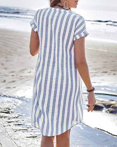 Martine™ | Elegante vestido camisero a rayas