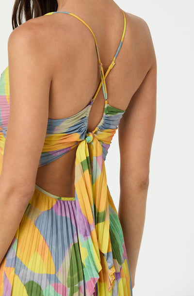 Lisa – Vestido largo plisado con estampado floral