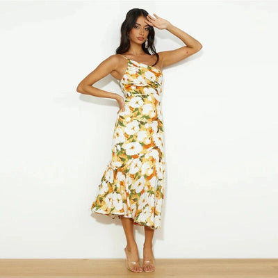 Sienna - Vestido maxi floral asimétrico para mujer