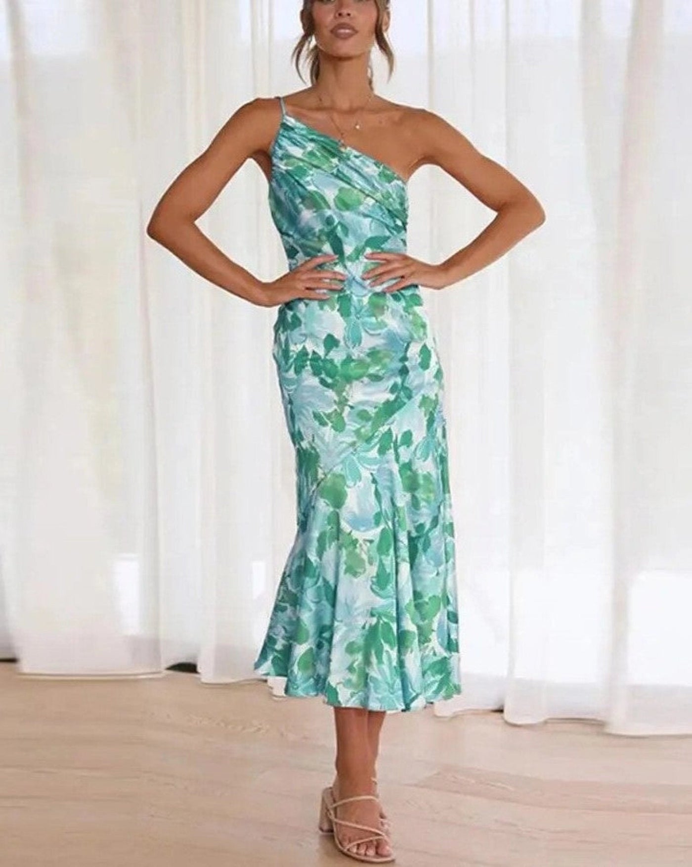 Sienna - Vestido maxi floral asimétrico para mujer