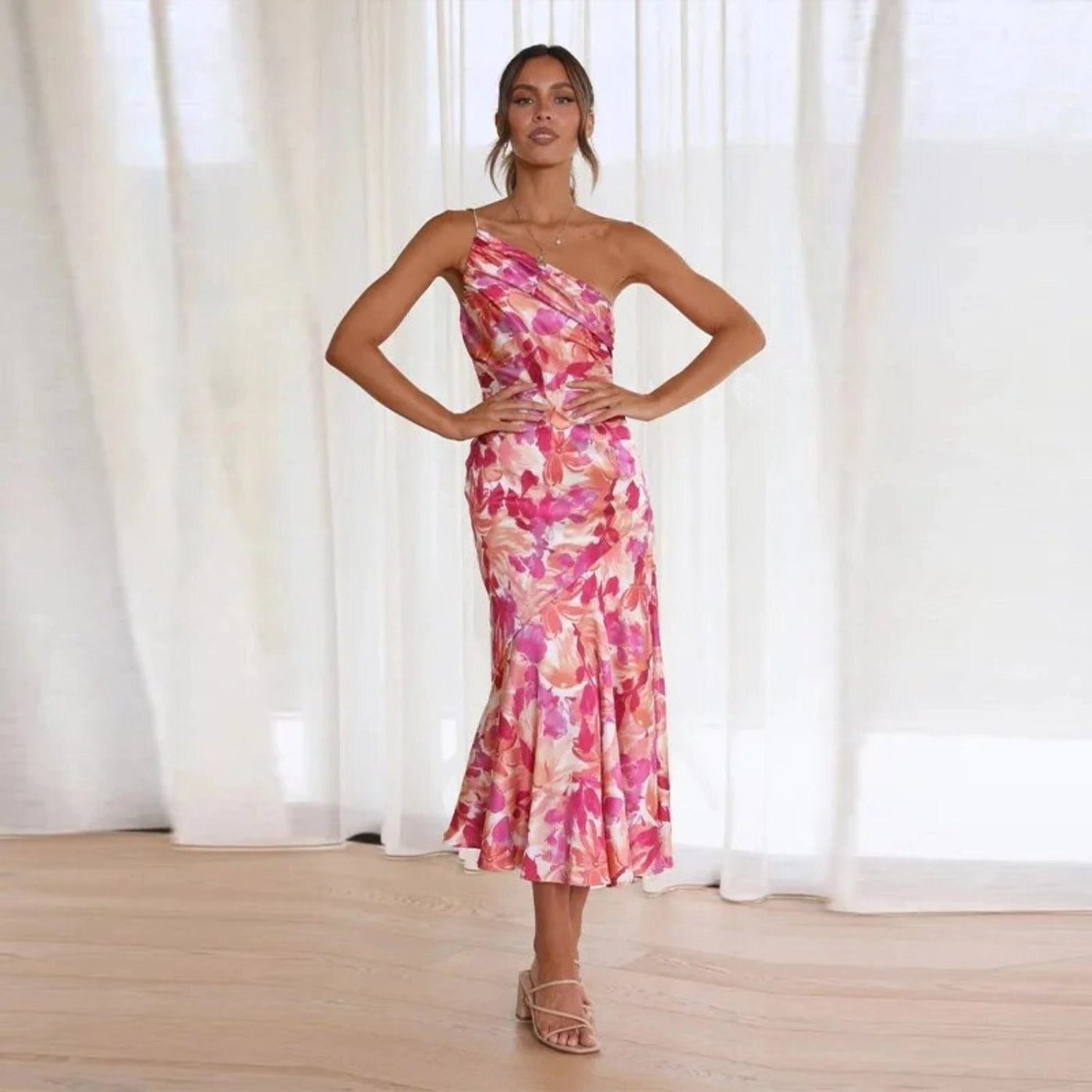 Sienna - Vestido maxi floral asimétrico para mujer