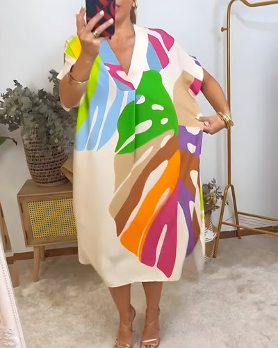 Roos™ | Vestido informal con estampado de hojas de colores