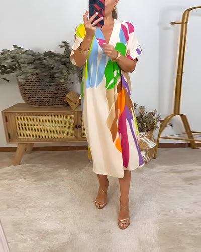 Roos™ | Vestido informal con estampado de hojas de colores