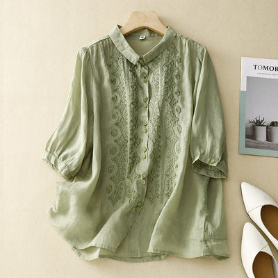 Laurienne™ | Blusa bordada con botones