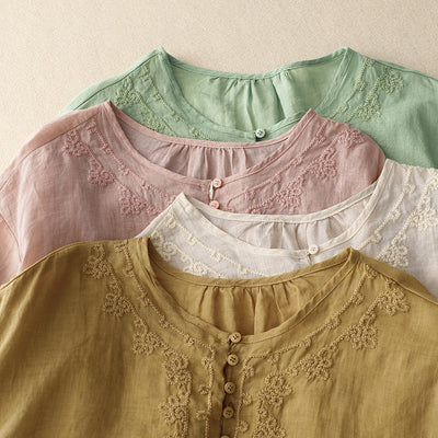 Laurienne™ | Blusa bordada con botones