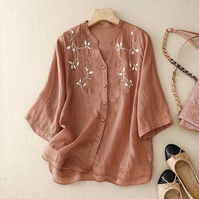 Laurienne™ | Blusa bordada con botones