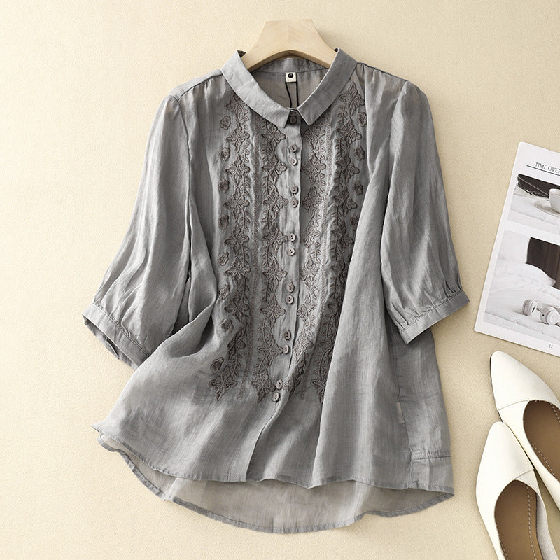 Laurienne™ | Blusa bordada con botones