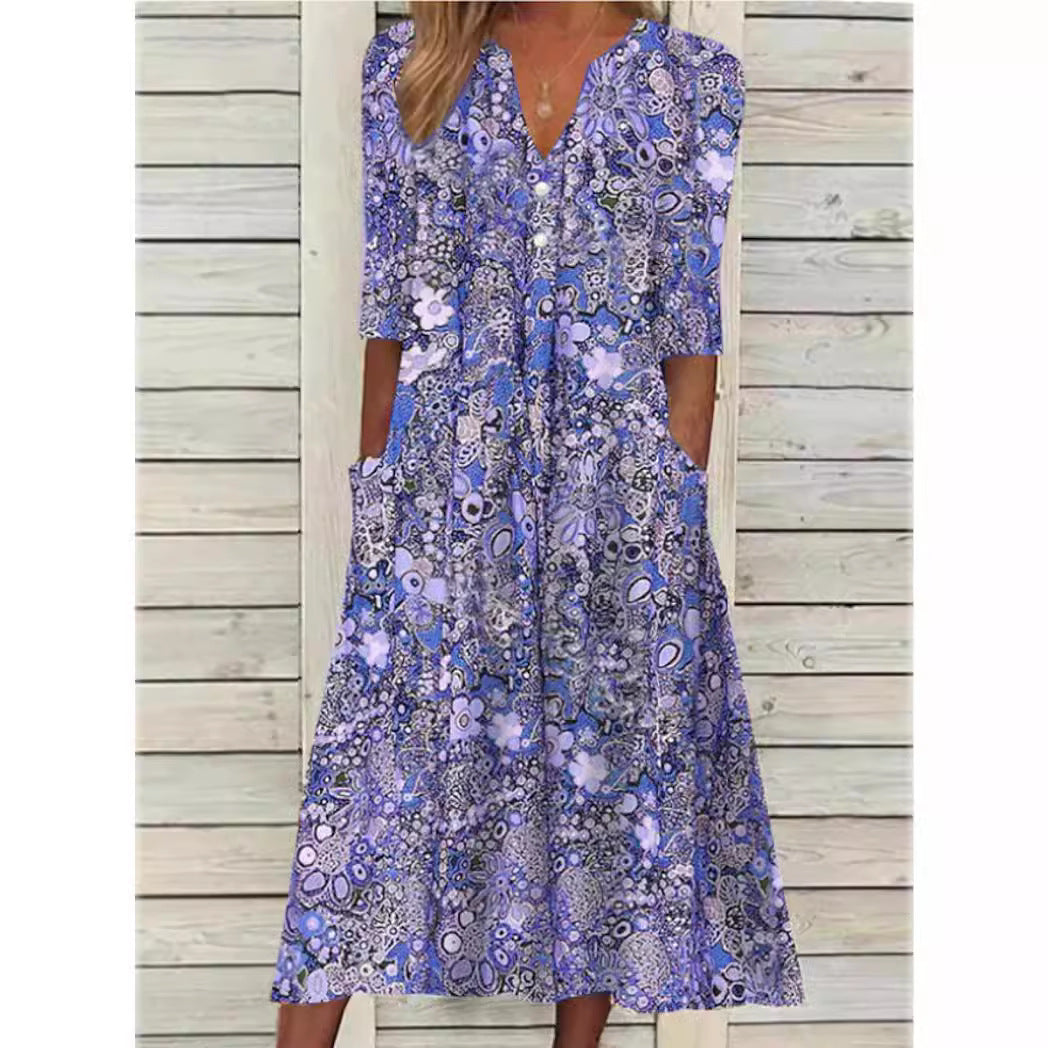Andrea | Vestido camisero con estampado floral elegante