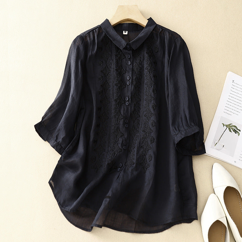 Laurienne™ | Blusa bordada con botones