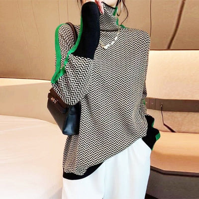 Malou™ | Suéter de cuello alto con llamativas rayas en contraste