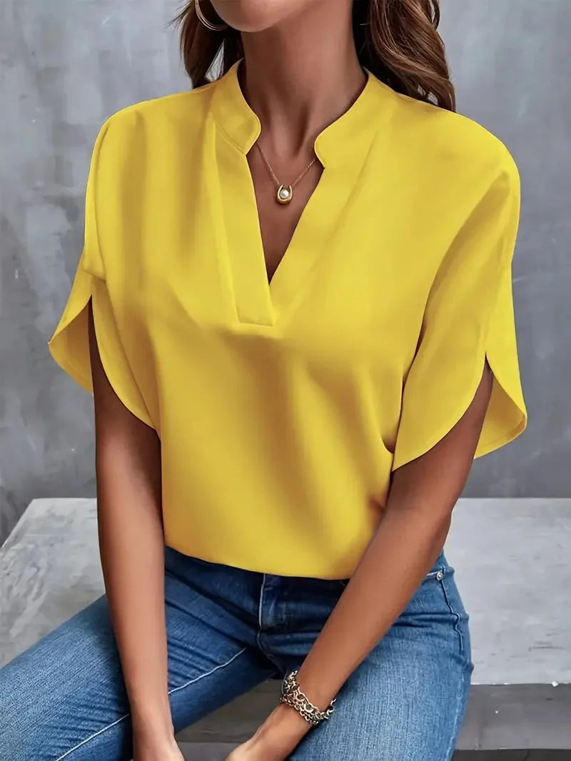 Deborah - Camisa de cuello en V suave y refinada