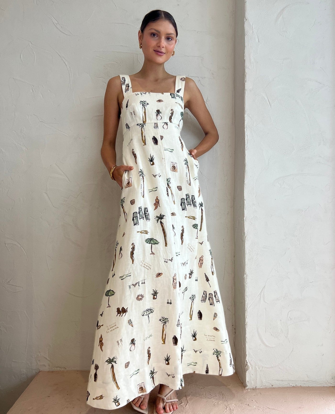 Vestido Marta™ Blanco con Estampado de Verano