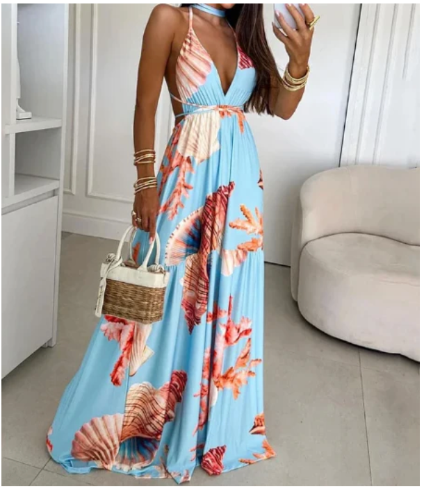 SHEIN Holidaya Vtido De Vacacion Con Cote Profundo Con Muca Y
