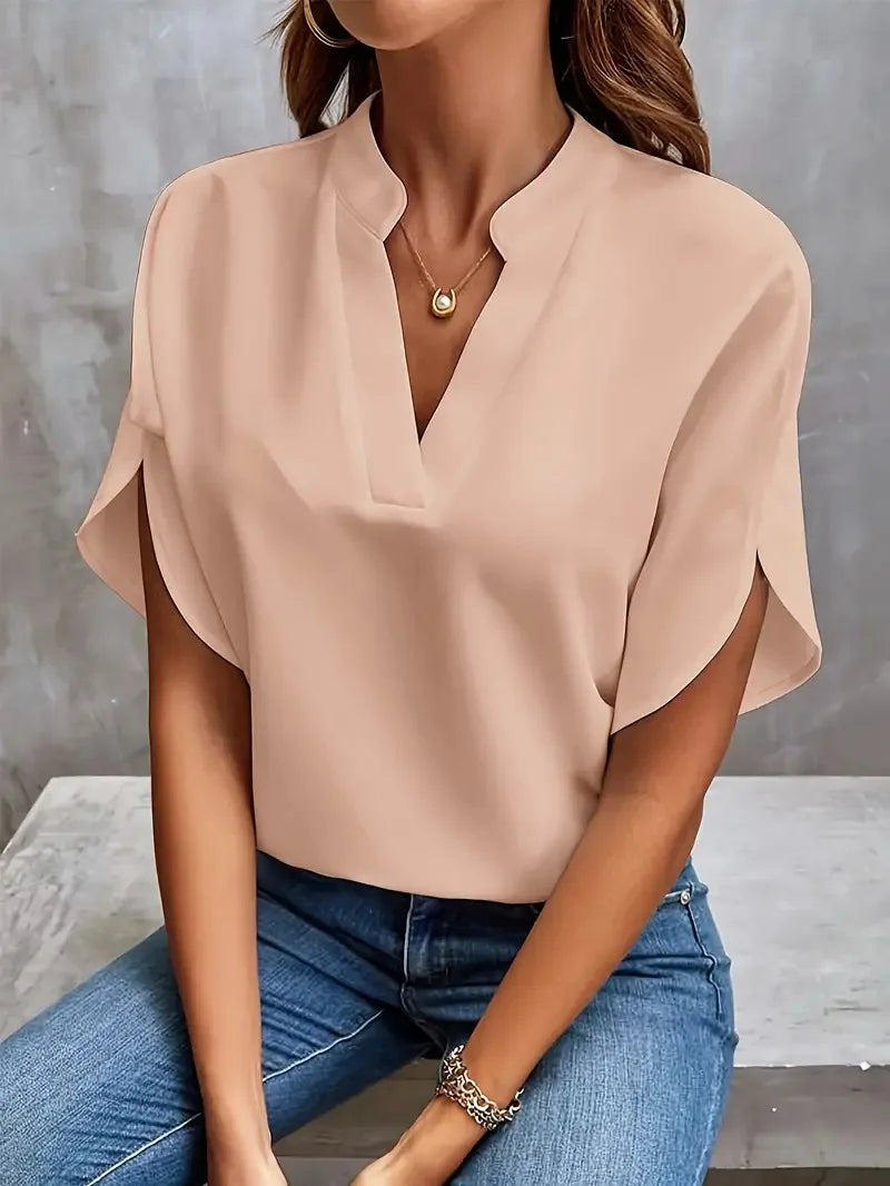Deborah - Camisa de cuello en V suave y refinada