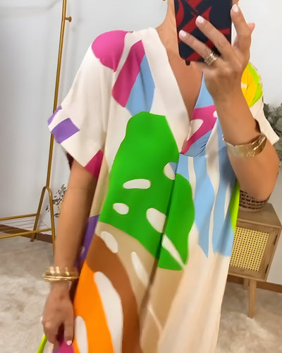 Roos™ | Vestido informal con estampado de hojas de colores