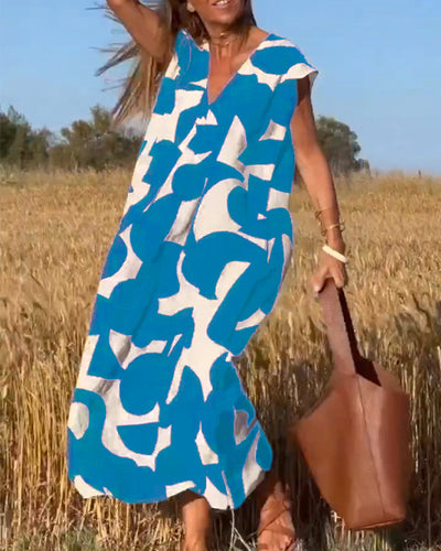 Stéphanie™ | Vestido estampado elegante y fluido con cuello en V