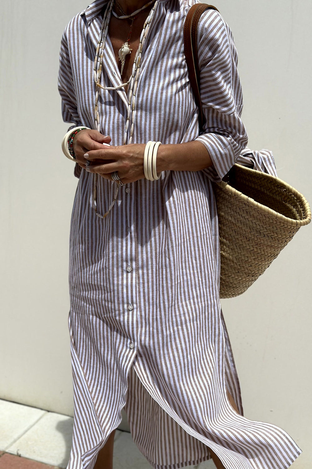 Sophia | Elegante vestido camisero a rayas