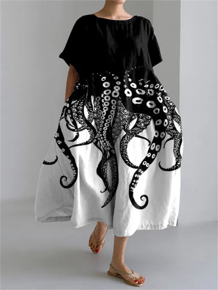 TESSA - VESTIDO DE MANGA CORTA CON ESTAMPADO DE TENTÁCULOS