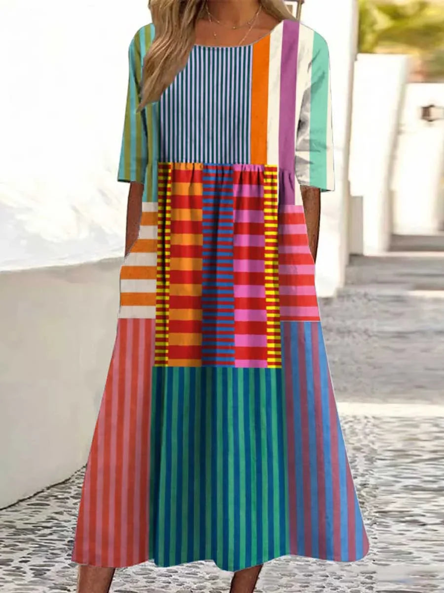 Arla - Vestido con estampado geométrico vintage para mujer