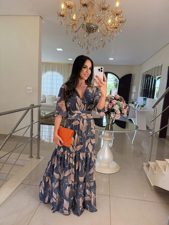 CLAUDIA | Vestido largo floral de corte cómodo para días elegantes