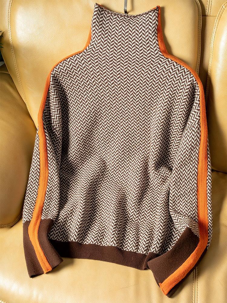 Malou™ | Suéter de cuello alto con llamativas rayas en contraste
