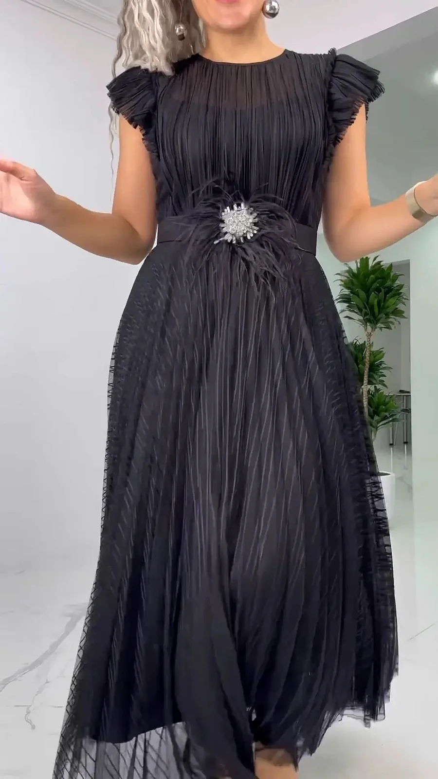 Aveline – Vestido elegante de chiffon de seda