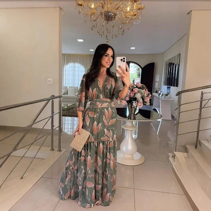 CLAUDIA | Vestido largo floral de corte cómodo para días elegantes