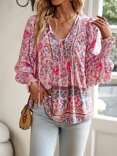 Sarah - Top floral bohemio fluido