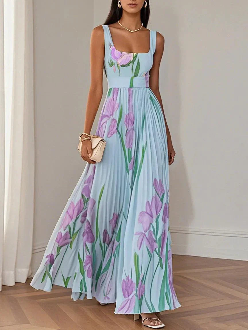 Nina - Vestido largo plisado floral