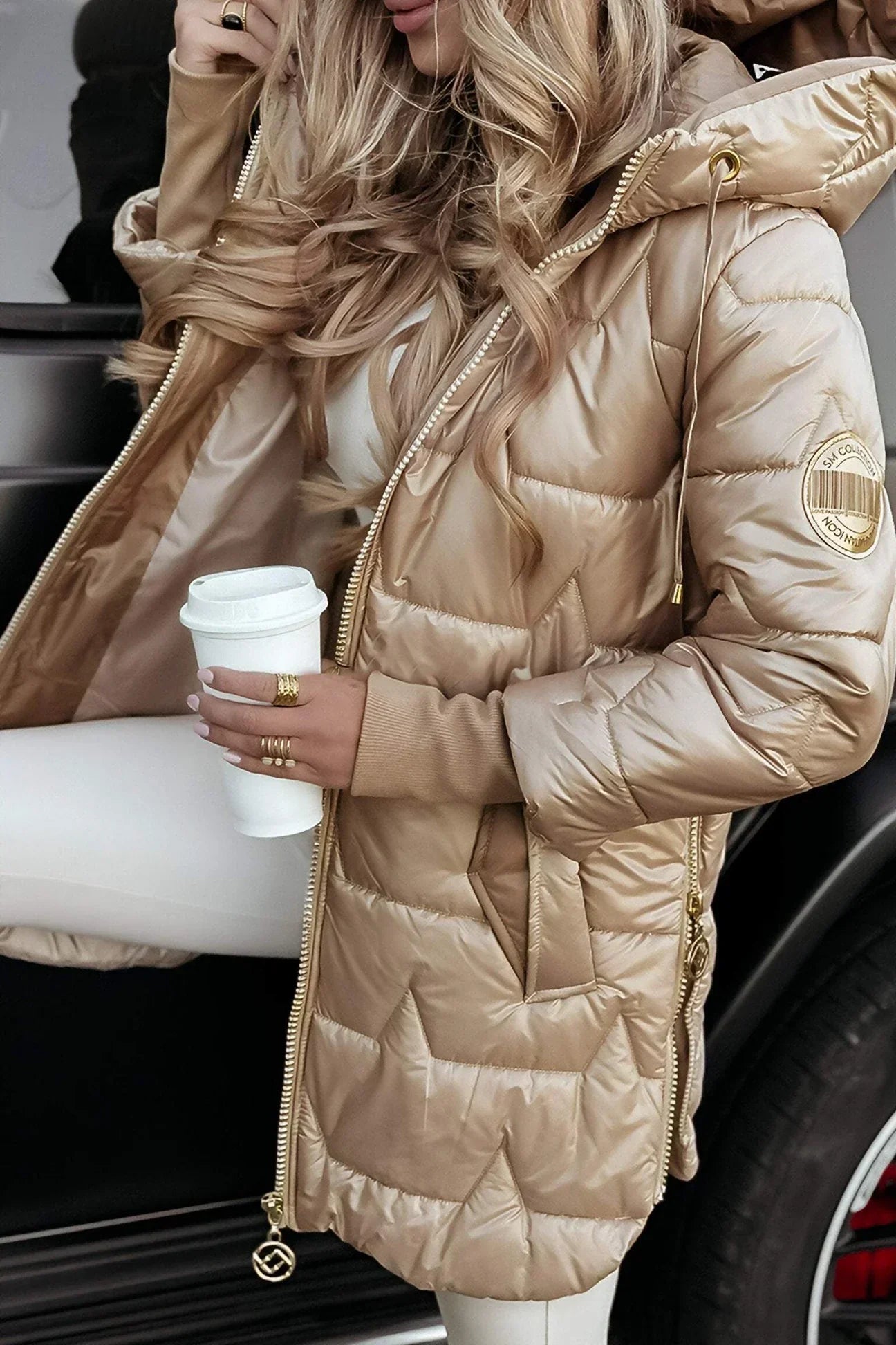 Nolwen - Elegante abrigo de invierno con capucha y acolchado