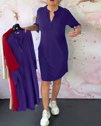 Hanneke™ | Vestido sencillo con escote en pico