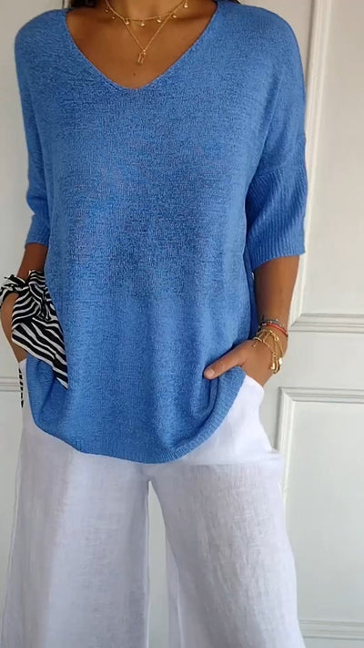 Anna - Top de malla con cuello en V