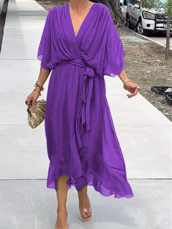Monica - Vestido ligero estilo gasa con escote en V