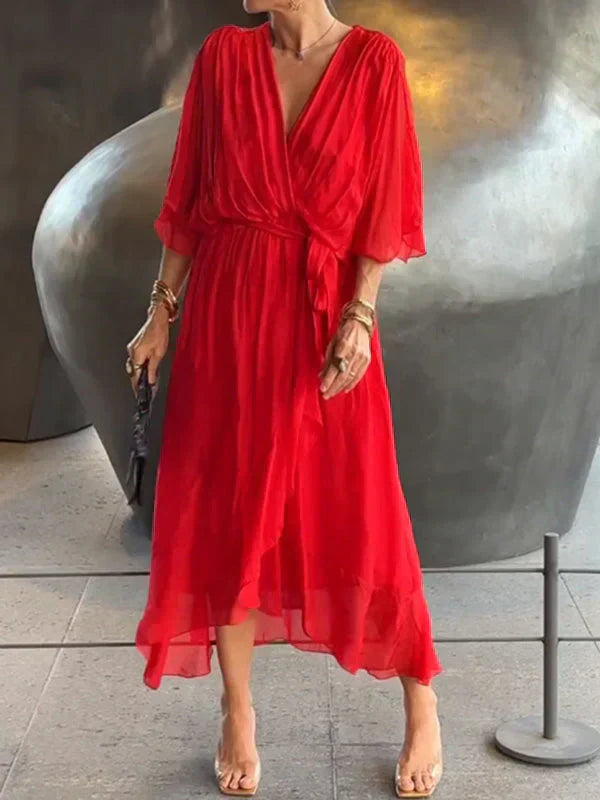 Monica - Vestido ligero estilo gasa con escote en V