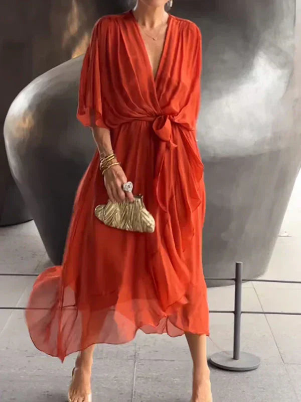 Monica - Vestido ligero estilo gasa con escote en V