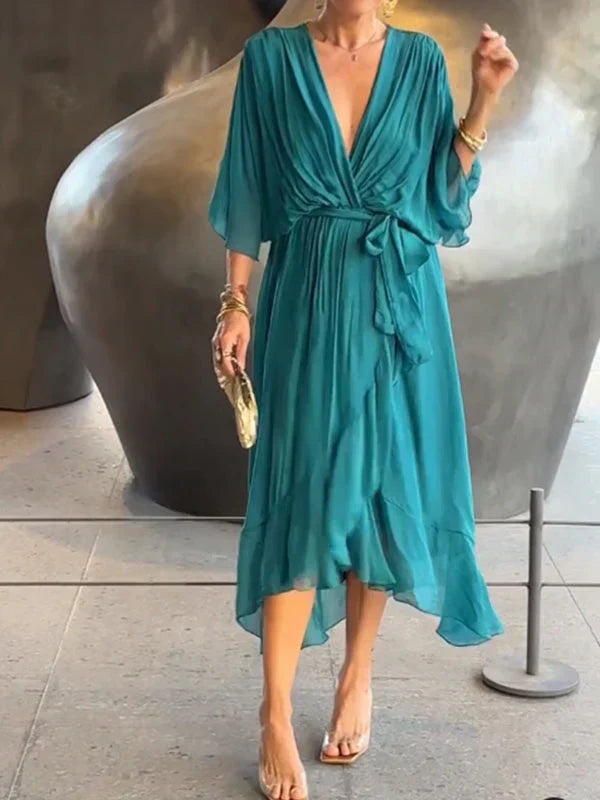 Monica - Vestido ligero estilo gasa con escote en V