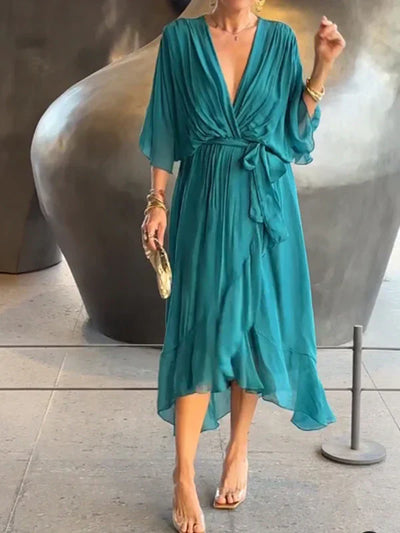 Monica - Vestido ligero estilo gasa con escote en V