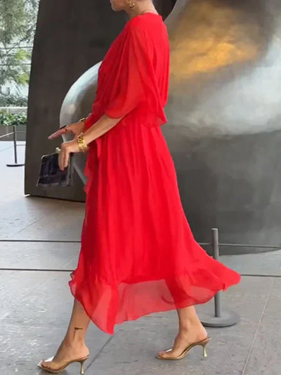 Monica - Vestido ligero estilo gasa con escote en V