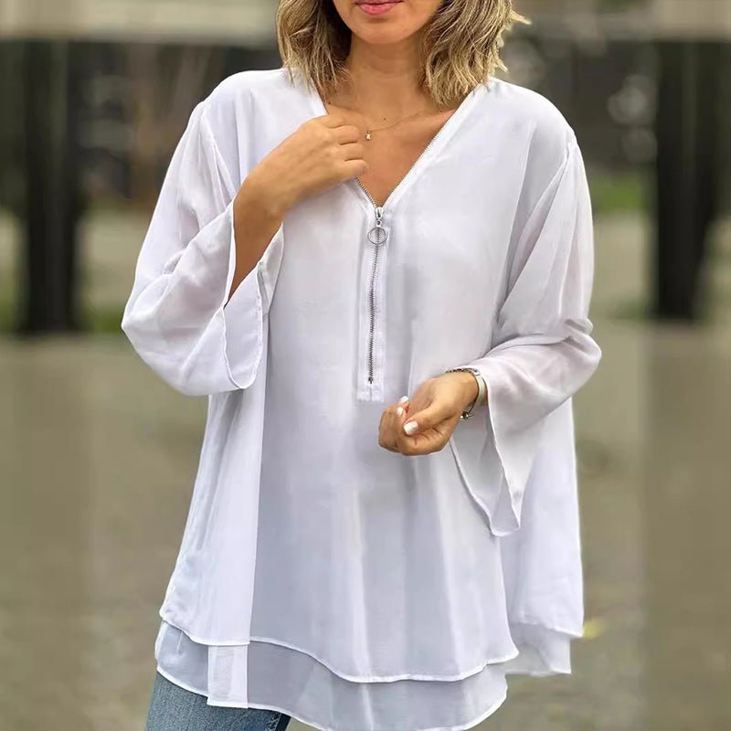 Margot | Blusa de gasa con cremallera