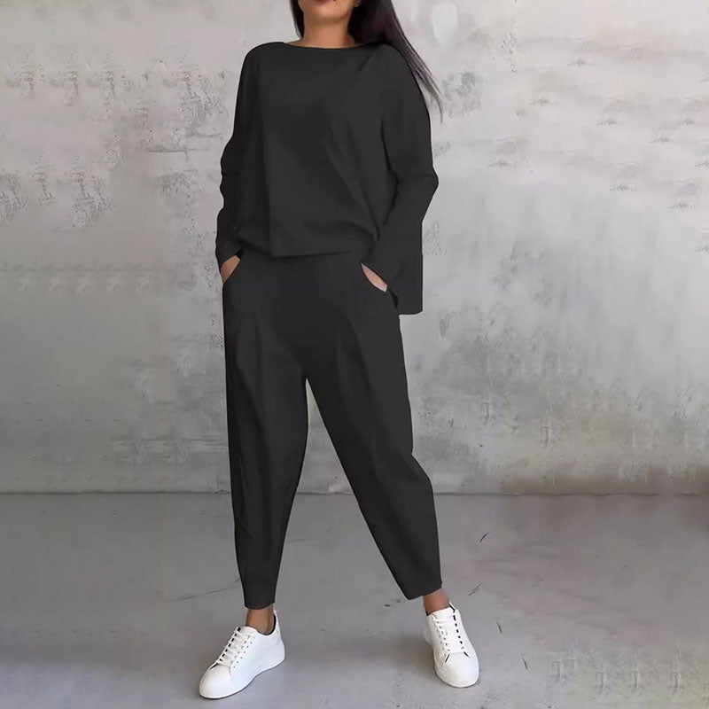 Léa | Conjunto de dos piezas con top de manga larga y pantalón holgado