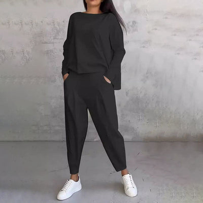 Léa | Conjunto de dos piezas con top de manga larga y pantalón holgado