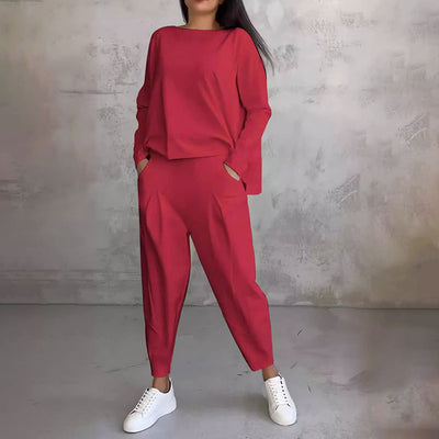 Léa | Conjunto de dos piezas con top de manga larga y pantalón holgado