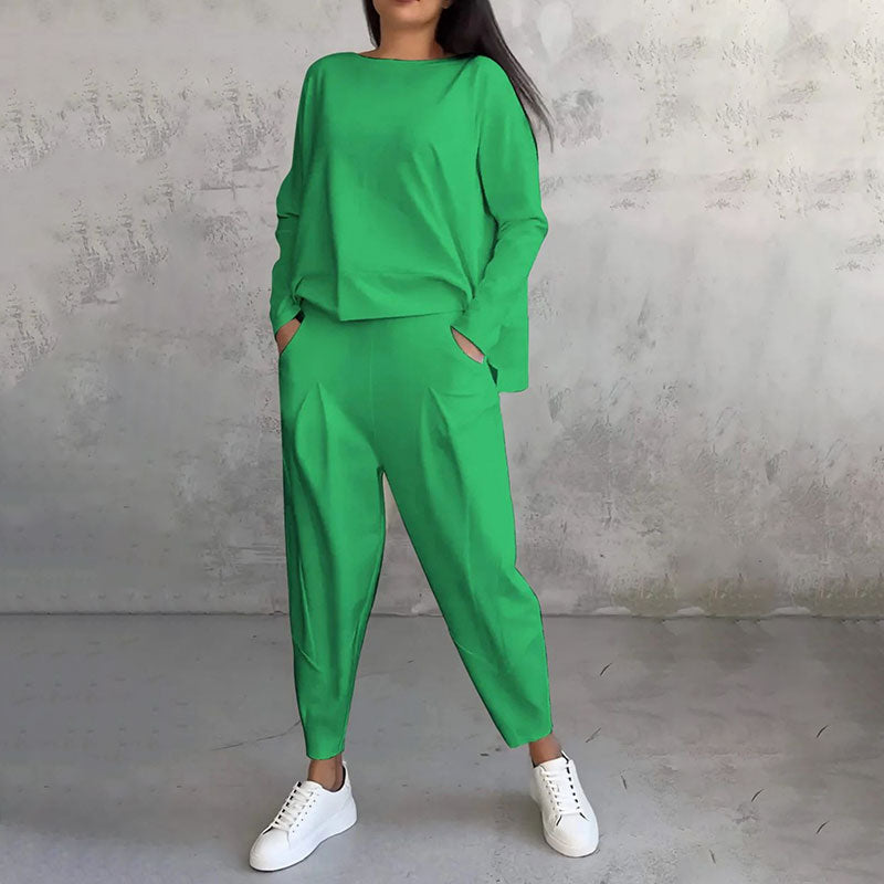 Léa | Conjunto de dos piezas con top de manga larga y pantalón holgado