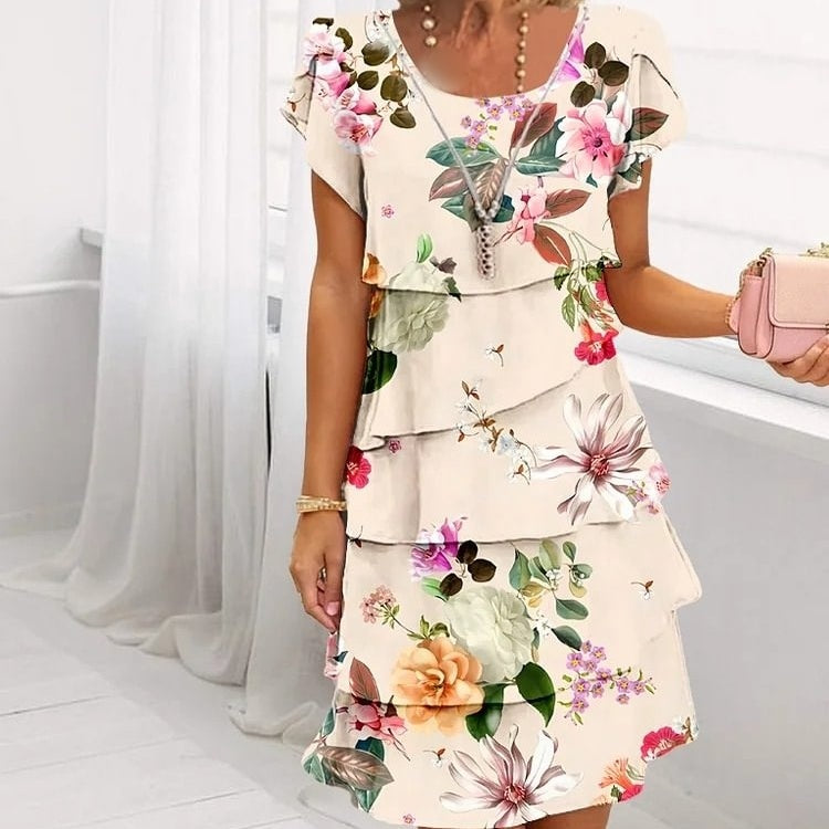 Vestido en cascada con estampado floral
