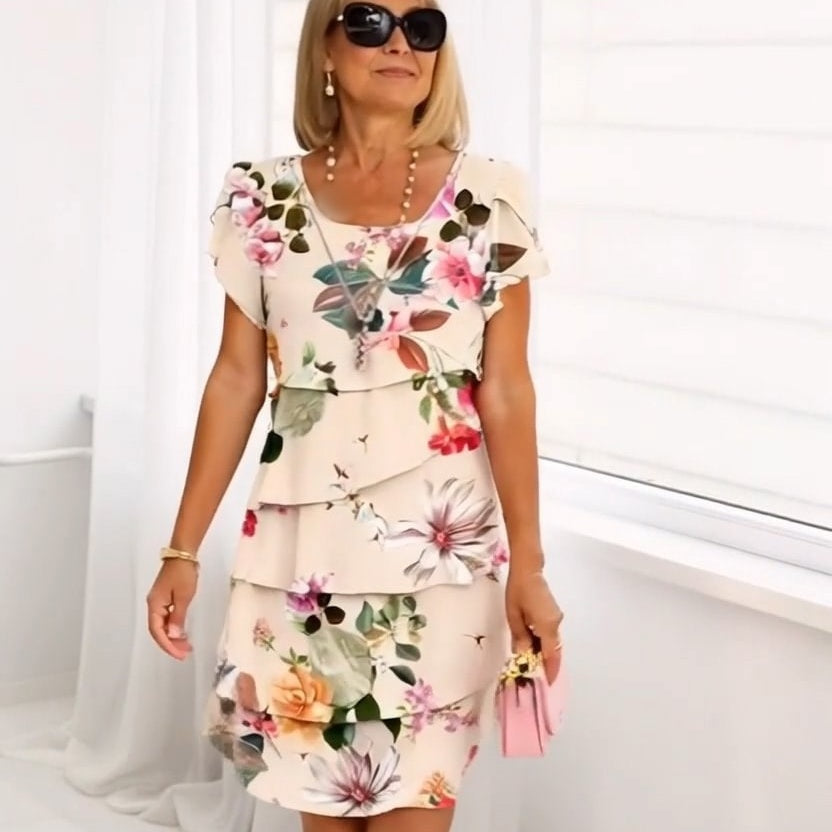 Vestido en cascada con estampado floral