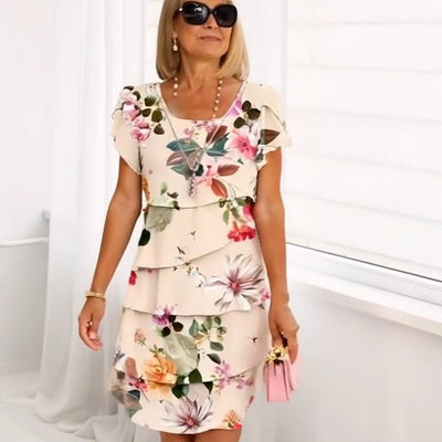 Vestido en cascada con estampado floral