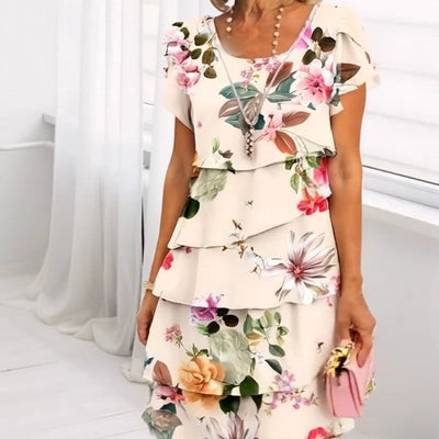 Vestido en cascada con estampado floral